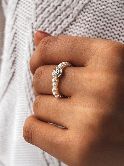 Каблучка перлина Срібло 925° (позолота) GPR06M