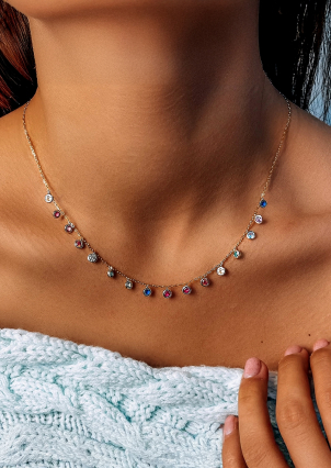 Кольє фіаніт Срібло 925° (позолота) eqn27