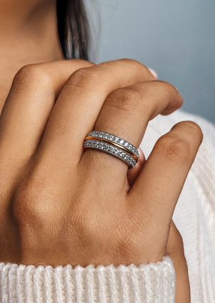 Ring cubic zirconia Silver 925° gold 375° 000464