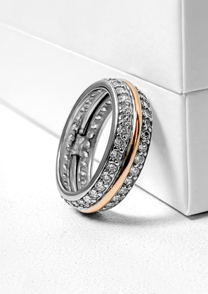 Ring cubic zirconia Silver 925° gold 375° 000464