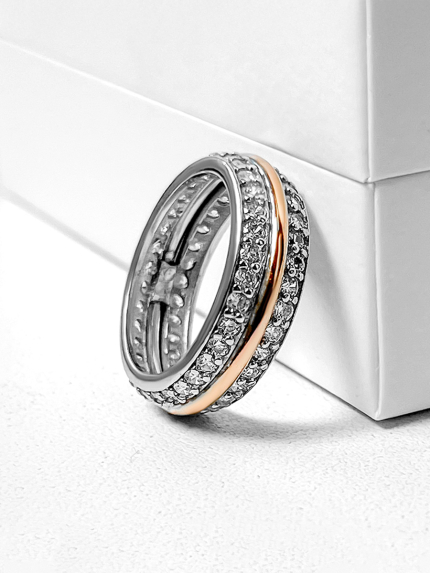 Pierścionek cyrkonia Srebro 925° Złoto 375° 000464