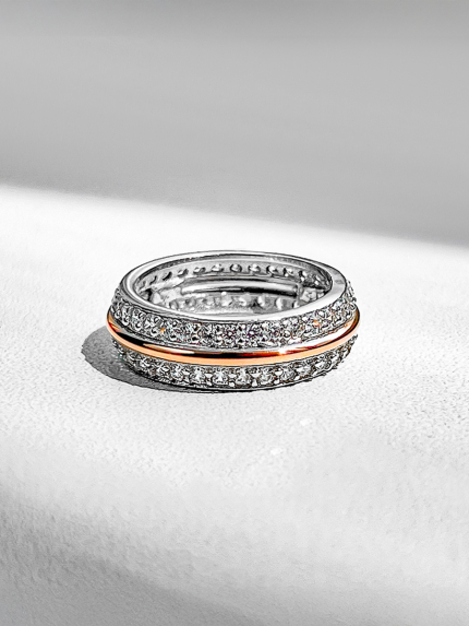 Pierścionek cyrkonia Srebro 925° Złoto 375° 000464