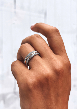 Ring cubic zirconia Silver 925° gold 375° 000464