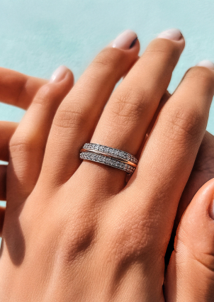 Ring cubic zirconia Silver 925° gold 375° 000464