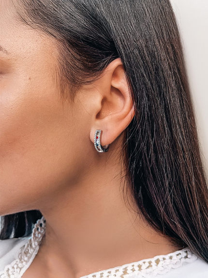 Kolczyki cyjanitowe Srebro 925° (rod) sk2fc/2097