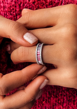 Pierścionek szafirowy Srebro 925° (rod) кк2фц/2097