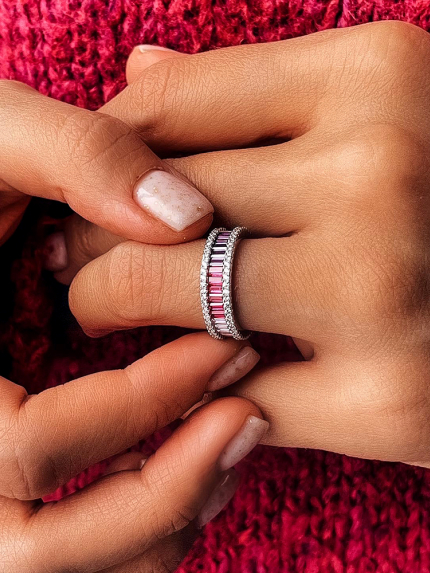 Pierścionek szafirowy Srebro 925° (rod) кк2фц/2097