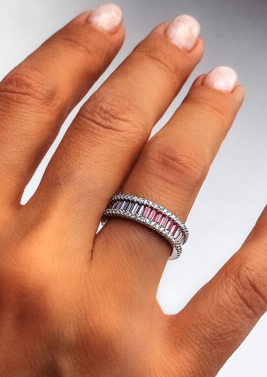 Pierścionek szafirowy Srebro 925° (rod) кк2фц/2097