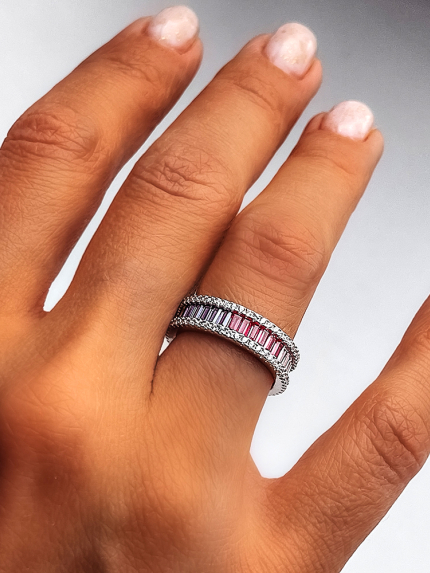 Pierścionek szafirowy Srebro 925° (rod) кк2фц/2097