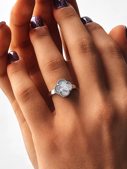 Pierścionek z masy perłowej Srebro 925° (rod) кк2п/1024