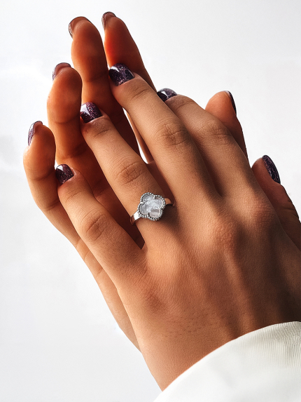 Pierścionek z masy perłowej Srebro 925° (rod) кк2п/1024