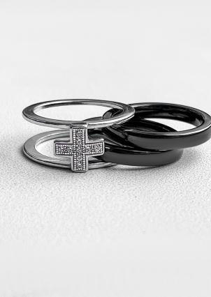 Каблучка Кераміка фіаніт срібло 925°/ ювелірна кераміка 1629ч057