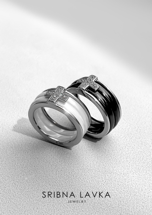 Каблучка Кераміка фіаніт срібло 925°/ ювелірна кераміка 1629ч057