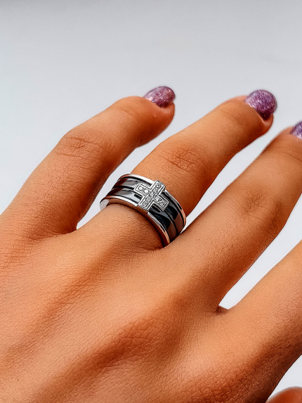 Pierścionek Ceramika cyrkonia srebrna 925°/ ceramika jubilerska 1629ch057