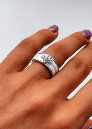 Каблучка Кераміка фіаніт срібло 925°/ ювелірна кераміка 1629б057а