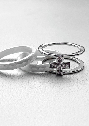 Каблучка Кераміка фіаніт срібло 925°/ ювелірна кераміка 1629б057а