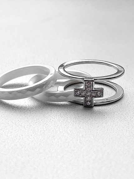 Каблучка Кераміка фіаніт срібло 925°/ ювелірна кераміка 1629б057а