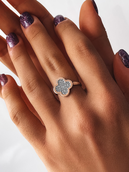 Pierścionek cyrkonia Srebro 925° Złoto 375° 000458