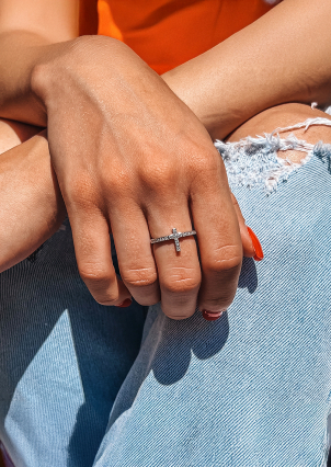 Каблучка фіаніт Срібло 925° (родій) 81081