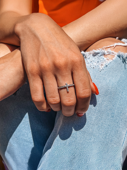 Каблучка фіаніт Срібло 925° (родій) 81081