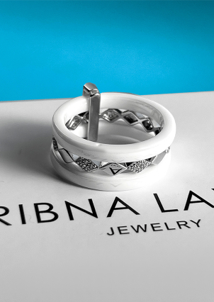 Каблучка Кераміка фіаніт срібло 925°/ ювелірна кераміка 1629б008