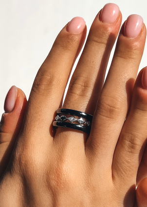 Pierścionek Ceramika cyrkonia srebrna 925°/ ceramika jubilerska 1629ch008