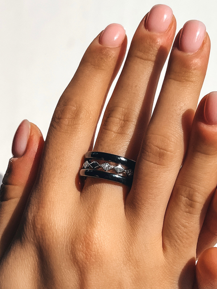 Pierścionek Ceramika cyrkonia srebrna 925°/ ceramika jubilerska 1629ch008