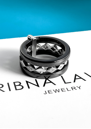 Pierścionek Ceramika cyrkonia srebrna 925°/ ceramika jubilerska 1629ch008