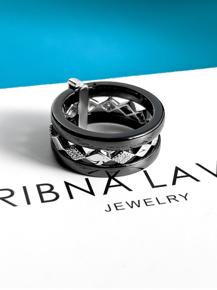 Pierścionek Ceramika cyrkonia srebrna 925°/ ceramika jubilerska 1629ch008