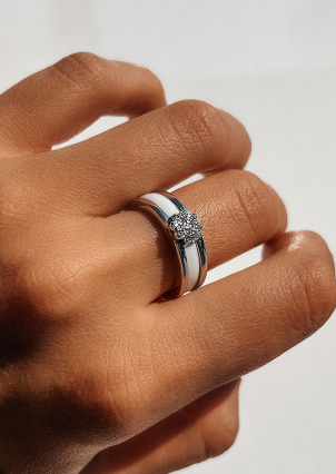 Каблучка Кераміка фіаніт срібло 925°/ ювелірна кераміка 1629б037