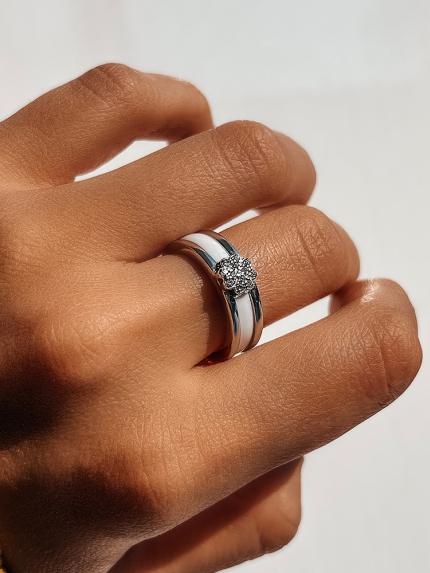 Каблучка Кераміка фіаніт срібло 925°/ ювелірна кераміка 1629б037