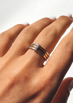 Каблучка фіаніт Срібло 925° золото 375° 0065.10