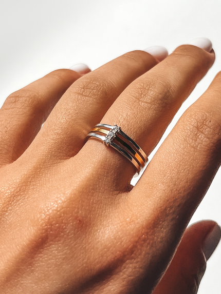 Pierścionek cyrkonia Srebro 925° Złoto 375° 0065.10