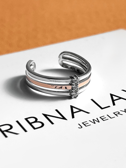 Pierścionek cyrkonia Srebro 925° Złoto 375° 0065.10