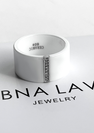 Каблучка Кераміка фіаніт срібло 925°/ ювелірна кераміка к2фк1/1010