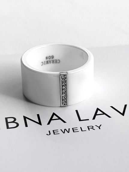 Каблучка Кераміка фіаніт срібло 925°/ ювелірна кераміка к2фк1/1010