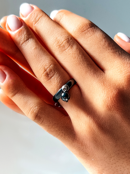 Каблучка Кераміка без вставок срібло 925°/ ювелірна кераміка с1128ч