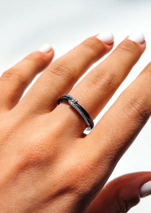 Каблучка Кераміка фіаніт срібло 925°/ ювелірна кераміка с1137ч