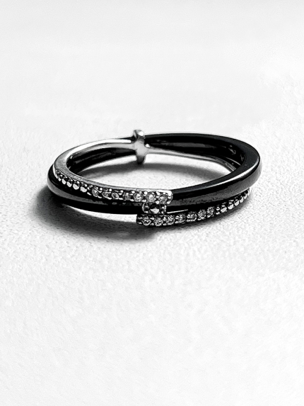 Каблучка Кераміка фіаніт срібло 925°/ ювелірна кераміка с1137ч