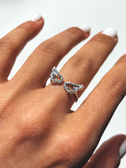 Pierścionek cyrkonia Srebro 925° (rod) кк2ф/1014