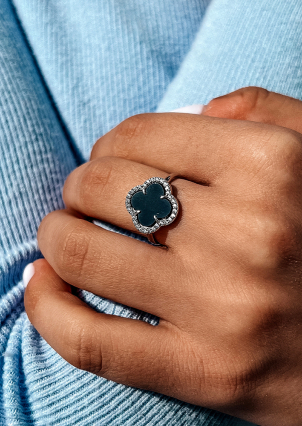 Каблучка онікс Срібло 925° (родій) 910195ч