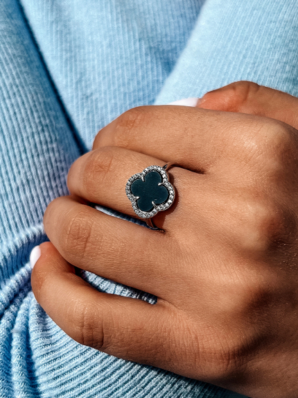 Каблучка онікс Срібло 925° (родій) 910195ч