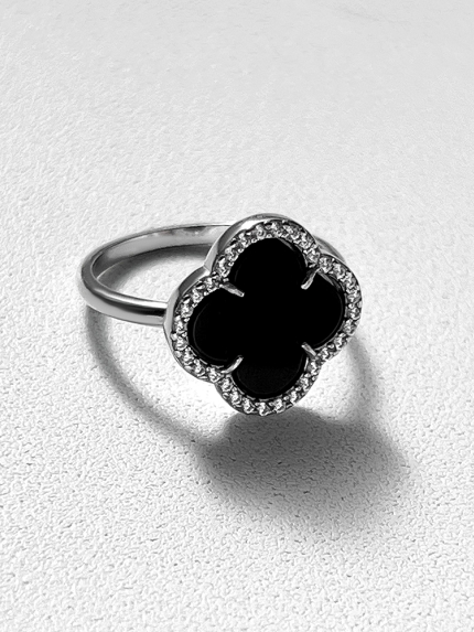 Каблучка онікс Срібло 925° (родій) 910195ч