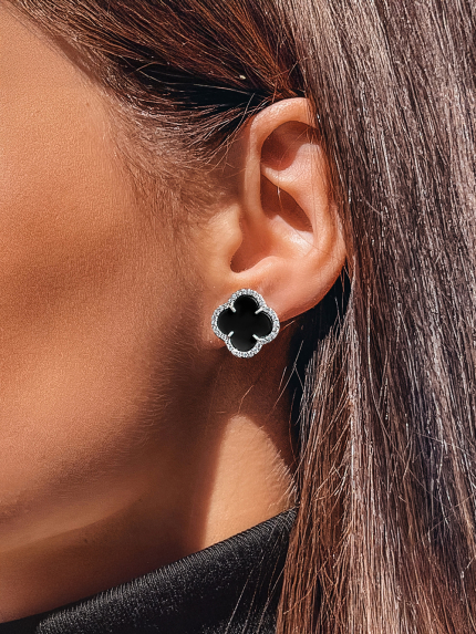 Kolczyki z onyksem Srebro 925° (rod) 920195h