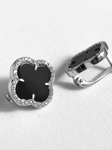 Kolczyki z onyksem Srebro 925° (rod) 920195h