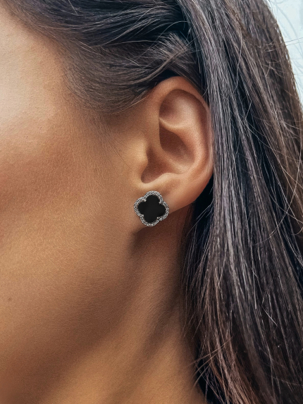 Kolczyki z onyksem Srebro 925° (rod) 929195h