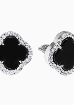 Сережки онікс Срібло 925° (родій) 929195ч