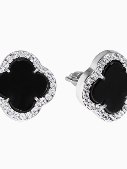 Kolczyki z onyksem Srebro 925° (rod) 929195h