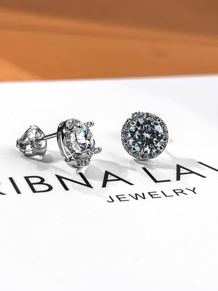 Сережки фіаніт Срібло 925° (родій) 929054