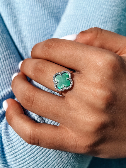 Onyx ring Silver 925° (rhodium) 910195z